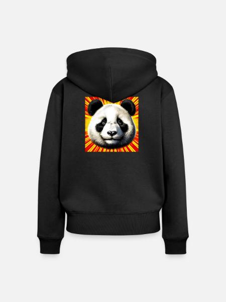 Panda - Frauen Premium Bio Zip Hoodie - Schwarz