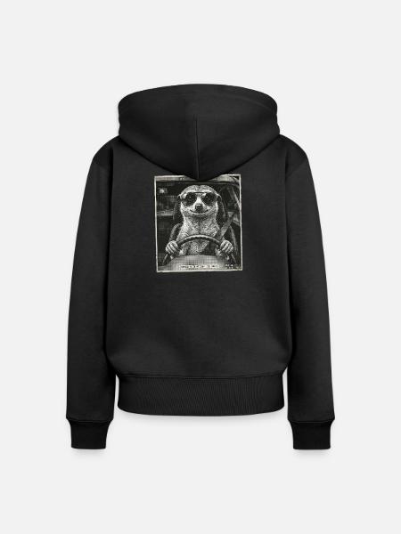 Erdmännchen Geblitzt - Frauen Premium Bio Zip Hoodie - Schwarz