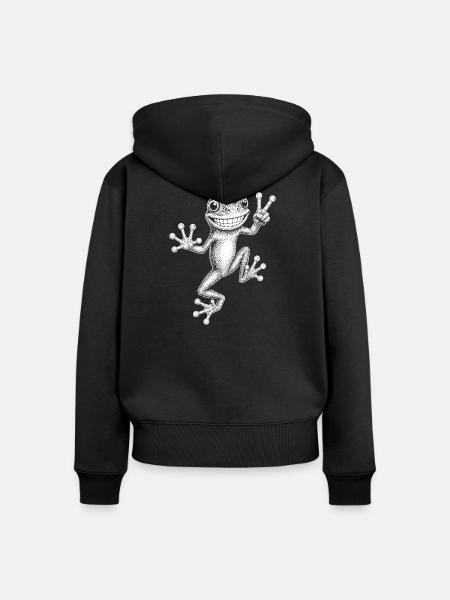 Laubfrosch - Frauen Premium Bio Zip Hoodie - Schwarz