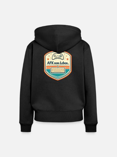 AFK vom Leben Retro Badge - Frauen Premium Bio Zip Hoodie - Schwarz
