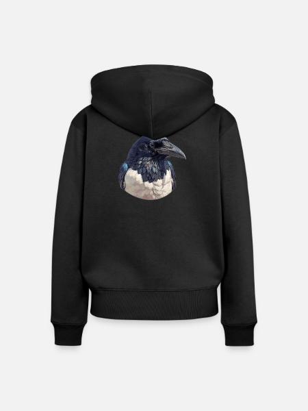 Elstern Elster - Frauen Premium Bio Zip Hoodie - Schwarz