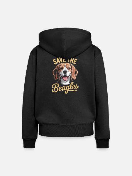 Rettet die Beagles - Frauen Premium Bio Zip Hoodie - Schwarz