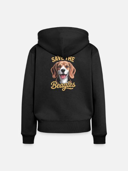 Rettet die Beagles - Frauen Premium Bio Zip Hoodie - Schwarz