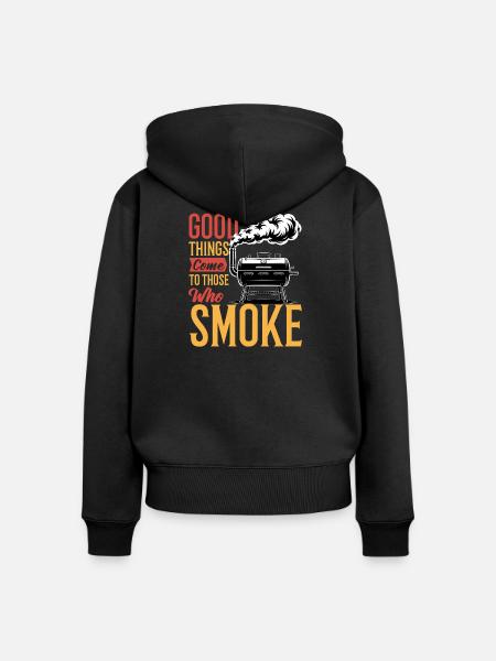 BBQ Grilling Meat Smoking Barbecue - Frauen Premium Bio Zip Hoodie - Schwarz