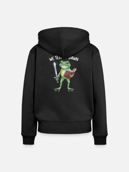 Dawn Test Froschritter - Frauen Premium Bio Zip Hoodie - Schwarz