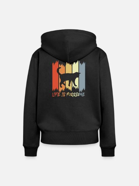 Katzen Witz - Frauen Premium Bio Zip Hoodie - Schwarz