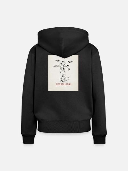 Vogelscheuche Ich halte die Stellung - Frauen Premium Bio Zip Hoodie - Schwarz