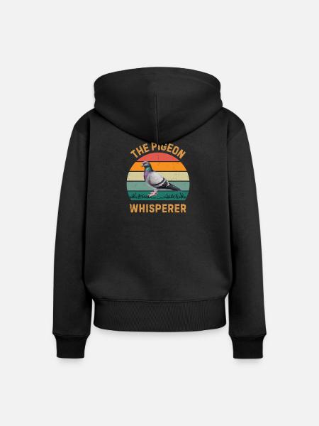 Taubenflüsterer - Frauen Premium Bio Zip Hoodie - Schwarz