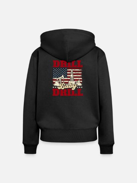 Drill Baby Bohrer Ölfeldarbeiter - Frauen Premium Bio Zip Hoodie - Schwarz