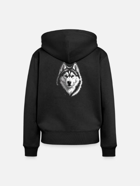 Husky - Frauen Premium Bio Zip Hoodie - Schwarz