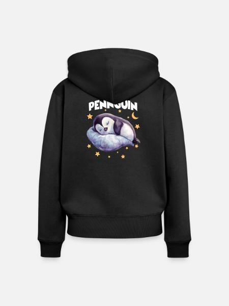 PennguinPinguin Pyjama Pennguin Langschläfer - Frauen Premium Bio Zip Hoodie - Schwarz