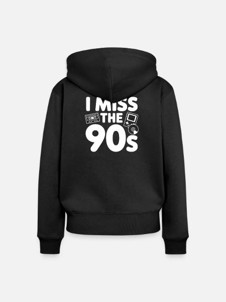 Ich vermisse die 90er - Frauen Premium Bio Zip Hoodie - Schwarz