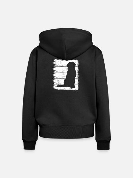 Hund Skizze - Frauen Premium Bio Zip Hoodie - Schwarz