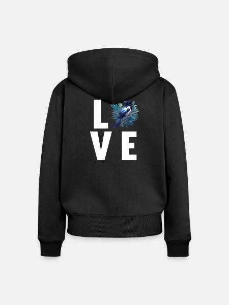 Elstern Elster - Frauen Premium Bio Zip Hoodie - Schwarz