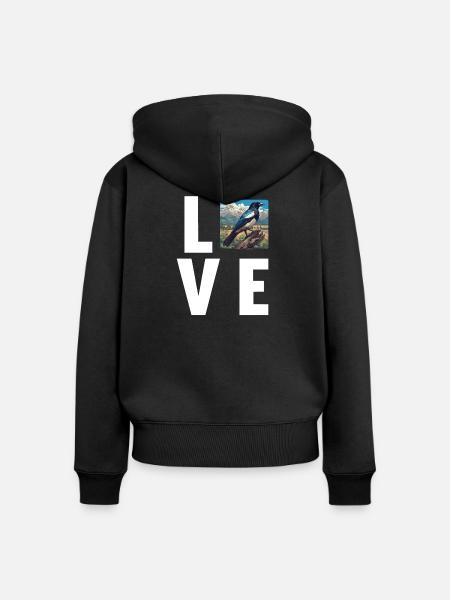 Elstern Elster - Frauen Premium Bio Zip Hoodie - Schwarz