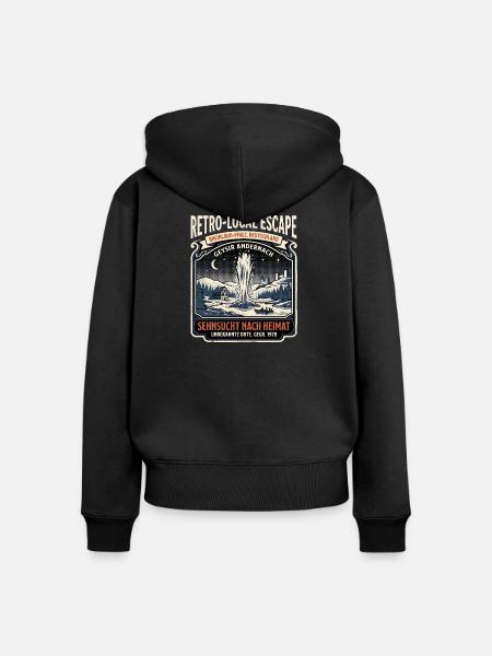 Geysir Andernach Heimat - Frauen Premium Bio Zip Hoodie - Schwarz