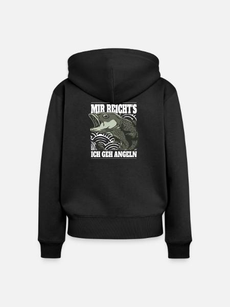 Angeln Spruch - Frauen Premium Bio Zip Hoodie - Schwarz