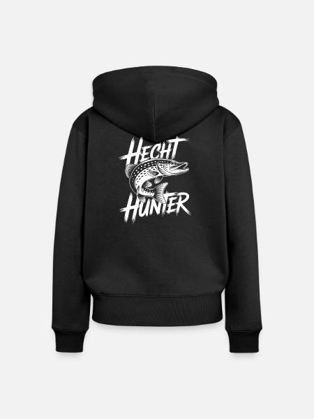 Hecht Angler - Frauen Premium Bio Zip Hoodie - Schwarz