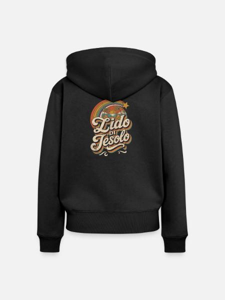 Lido di Jesolo Retro Sunset - Frauen Premium Bio Zip Hoodie - Schwarz