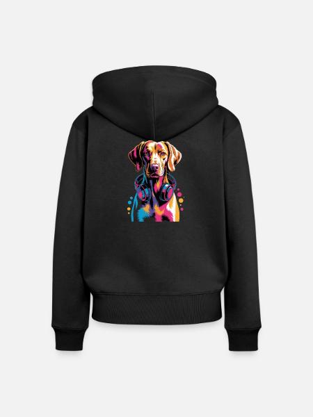 Viszla - Frauen Premium Bio Zip Hoodie - Schwarz