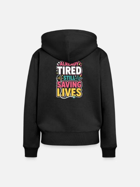 Nachtschicht-krankenschwester, Müde - Frauen Premium Bio Zip Hoodie - Schwarz