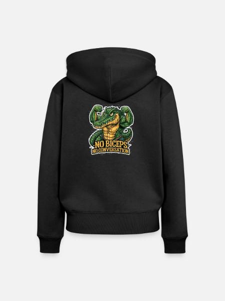 Sarkastisches Gym Krokodil für Männer - Frauen Premium Bio Zip Hoodie - Schwarz