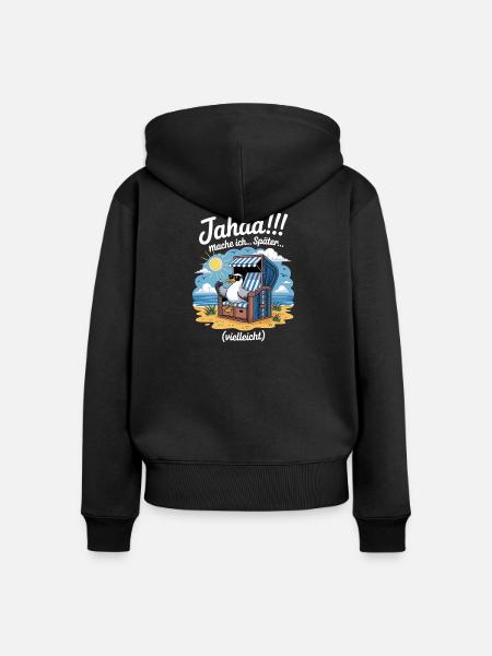 Jahaa mache ich spaeter vielleicht Moewe - Frauen Premium Bio Zip Hoodie - Schwarz