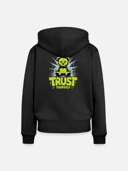 Vertrau dir selbst, Bärengraffiti - Frauen Premium Bio Zip Hoodie - Schwarz