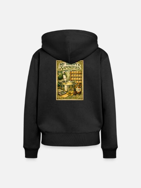 Verseifte Therapie | Seifenherstellung - Frauen Premium Bio Zip Hoodie - Schwarz