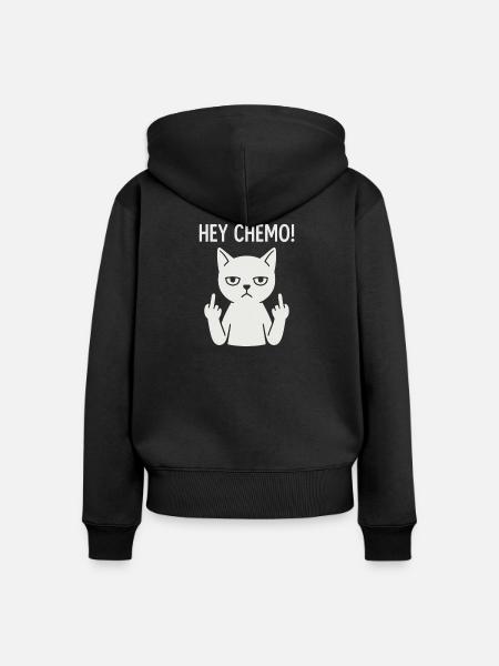 Freche Chemo-Unterstützungskatze - Frauen Premium Bio Zip Hoodie - Schwarz