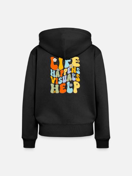 Lebensfreude bunte Buchstaben - Frauen Premium Bio Zip Hoodie - Schwarz