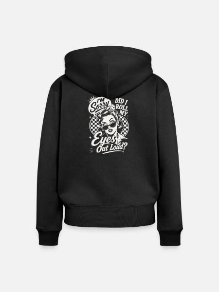 Eye Roll Pinup Humor - Frauen Premium Bio Zip Hoodie - Schwarz