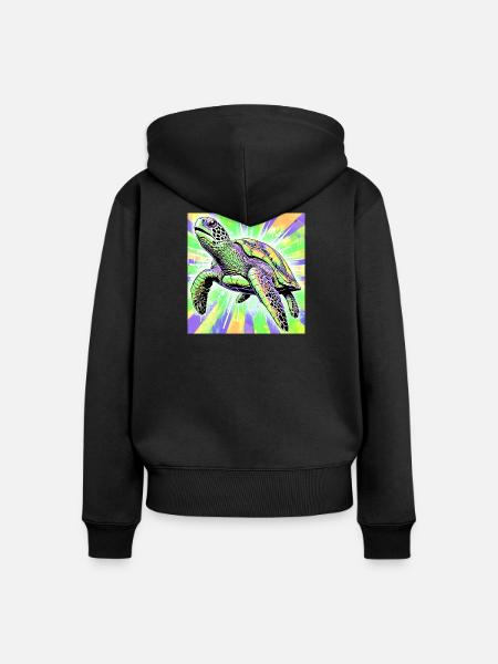 Schildkröte - Frauen Premium Bio Zip Hoodie - Schwarz