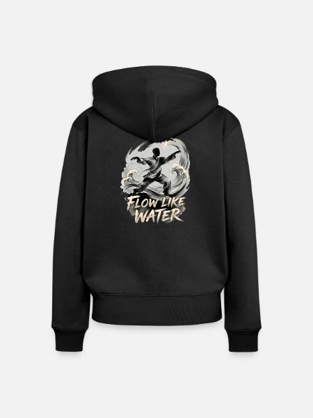 Flow Like Water Tai Chi - Frauen Premium Bio Zip Hoodie - Schwarz