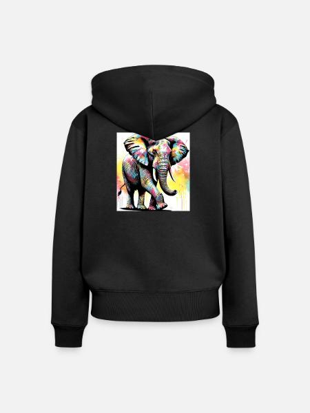 Elefant - Frauen Premium Bio Zip Hoodie - Schwarz