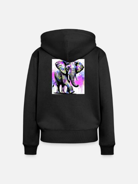 Elefant - Frauen Premium Bio Zip Hoodie - Schwarz