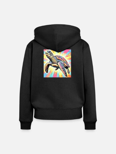 Schildkröte - Frauen Premium Bio Zip Hoodie - Schwarz