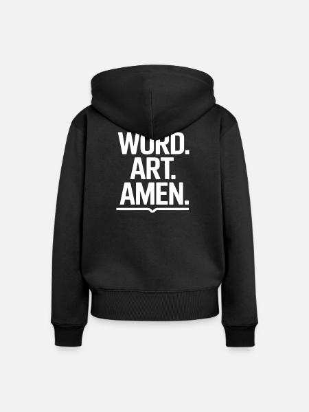 Wortkunst Amen-Typografie - Frauen Premium Bio Zip Hoodie - Schwarz