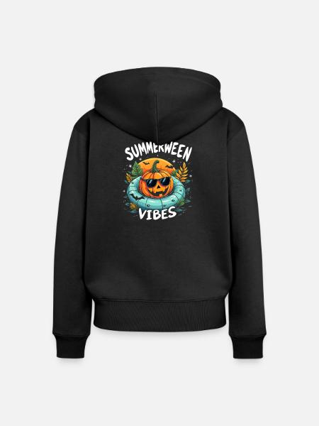 Summerween Vibes Halloween - Frauen Premium Bio Zip Hoodie - Schwarz
