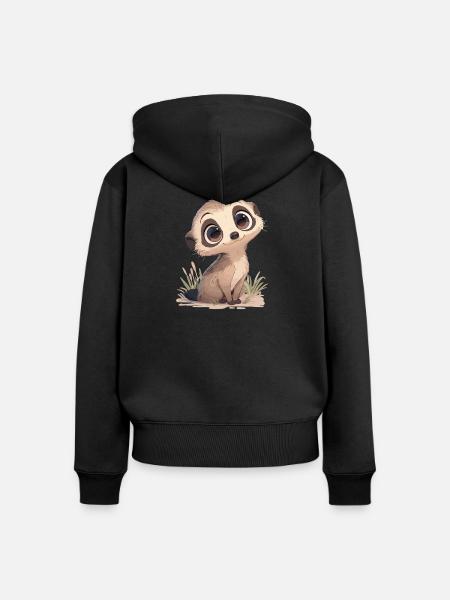 Meerkat Erdmännchen - Frauen Premium Bio Zip Hoodie - Schwarz