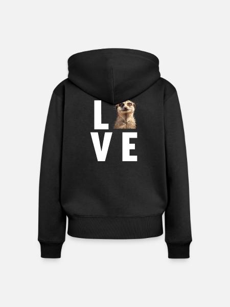 Meerkat Erdmännchen - Frauen Premium Bio Zip Hoodie - Schwarz