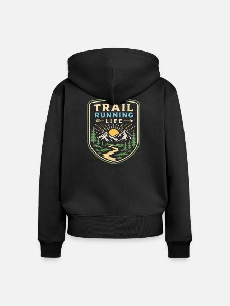 Trailrunning-Leben - Frauen Premium Bio Zip Hoodie - Schwarz