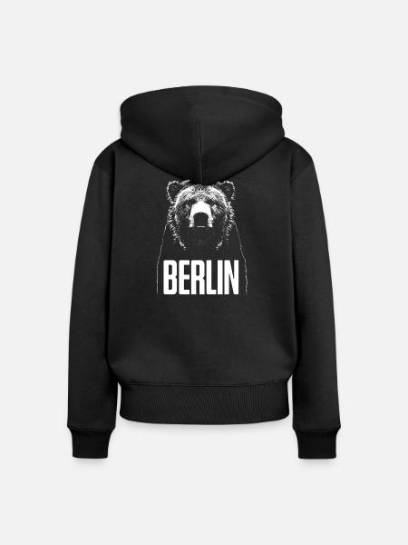  Berlin Bär - Frauen Premium Bio Zip Hoodie - Schwarz