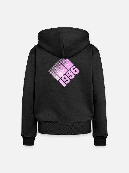 1956 Dots Retro Zahlendesign - Frauen Premium Bio Zip Hoodie - Schwarz