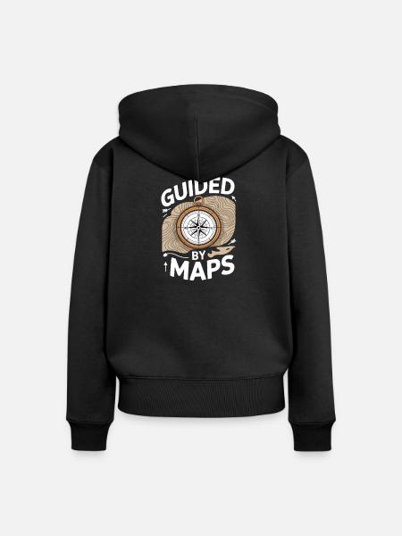 Guided By Maps Topografische Karte - Frauen Premium Bio Zip Hoodie - Schwarz