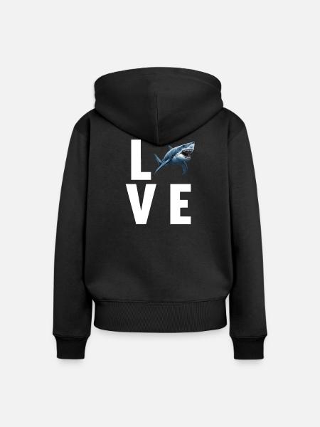 Weißer Haie Weißer Hai - Frauen Premium Bio Zip Hoodie - Schwarz