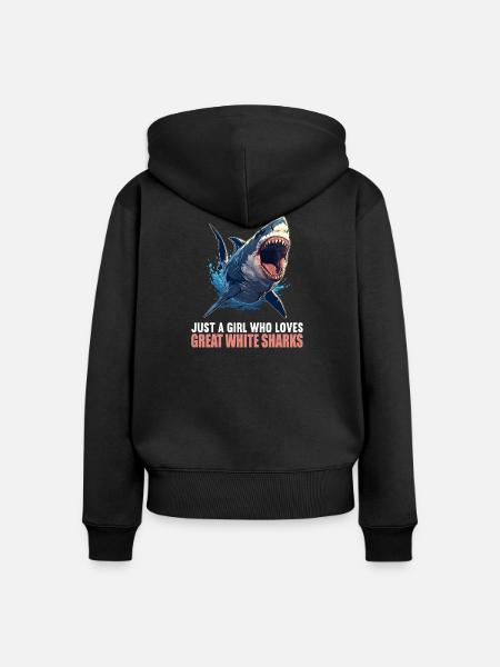 Weißer Haie Weißer Hai - Frauen Premium Bio Zip Hoodie - Schwarz
