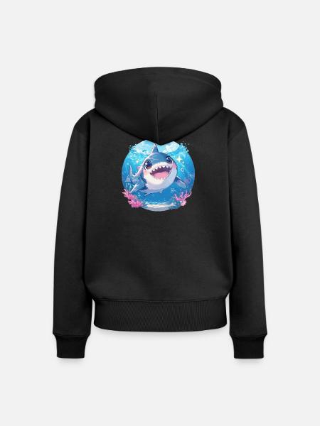 Haie Hai - Frauen Premium Bio Zip Hoodie - Schwarz