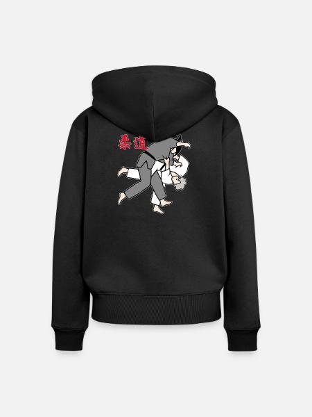 Judo - Uchi mata - Frauen Premium Bio Zip Hoodie - Schwarz