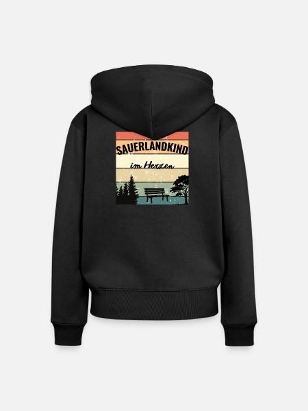 Sauerlandkind im Herzen - Frauen Premium Bio Zip Hoodie - Schwarz